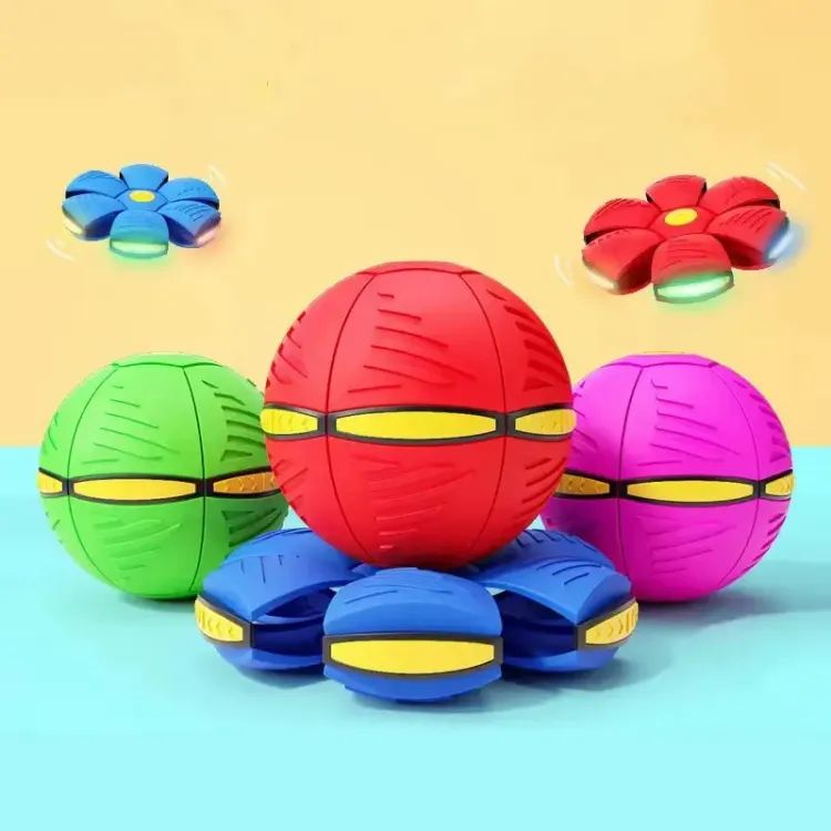 Magic Flying Saucer Ball Frisbee Deformation UFO Football Flat Throw Disc with 3LED Light Flying Toys Outdoor Garden Beach Game Toy
